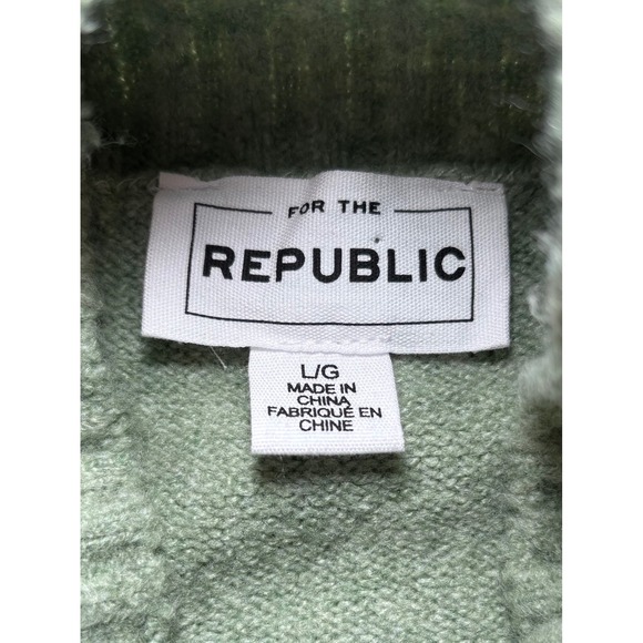 For the Republic Sage Green Wool Blend Mock Turtleneck Sweater Large Cozy Hygge - Picture 5 of 9